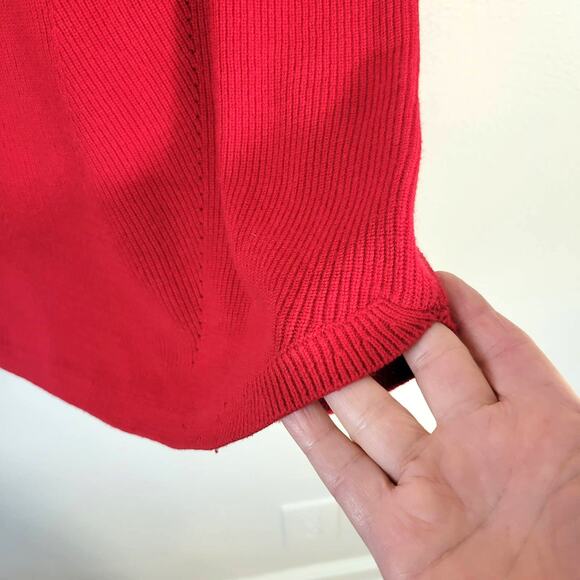 Talbots Festive Season Sweater Womens M Red Texture Cashmere Blend Winter Party - Picture 4 of 8